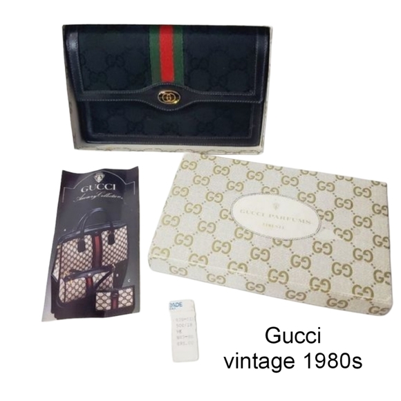 Gucci collectors Piece 80s authentic Vintage ophidia web black clutch - Picture 1 of 16